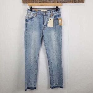 Rachel Roy Jeans Womens 24 Seam Mid-Rise Straight Ankle Cropped Shadow Pocket